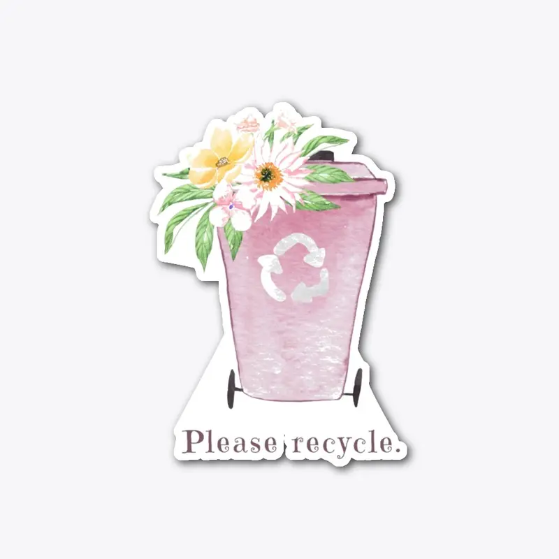 Pink Floral Please Recycle Can