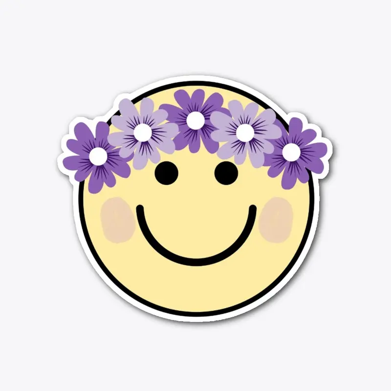 Purple Flower Crown Hippie Smiley Art